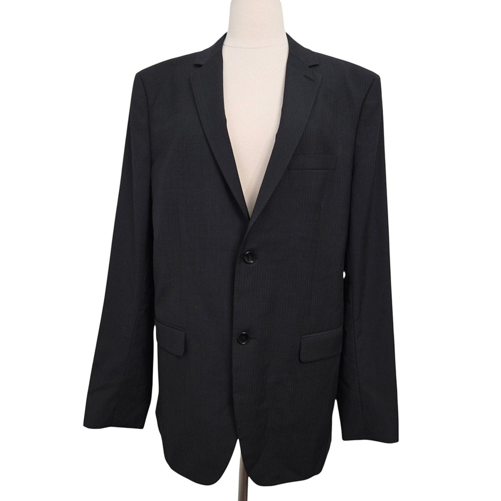 Theory Black Pinstripe Wellar Slim Fit Wool Suit Blazer Jacket- Men's 42L